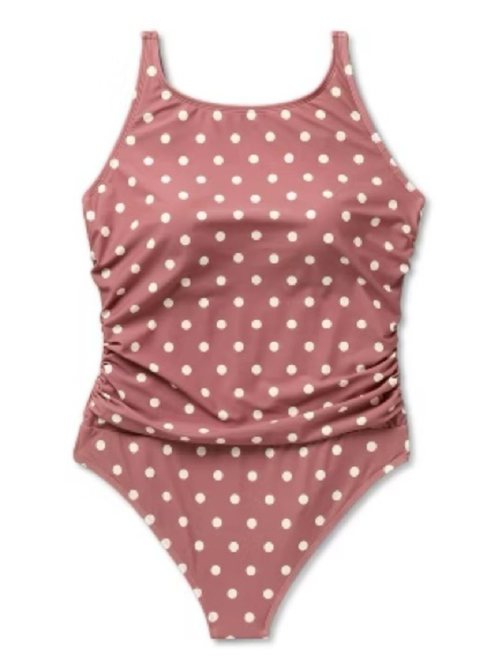 Shade & Shore women's polka dots post-mastectomy shirred high neck one-piece